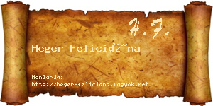 Heger Feliciána névjegykártya
